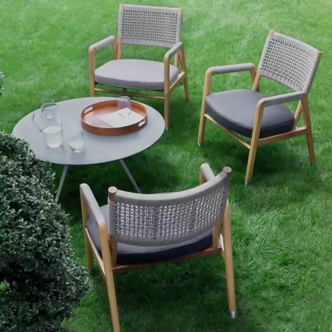 

Outdoor teak rattan sofa outdoor courtyard villa