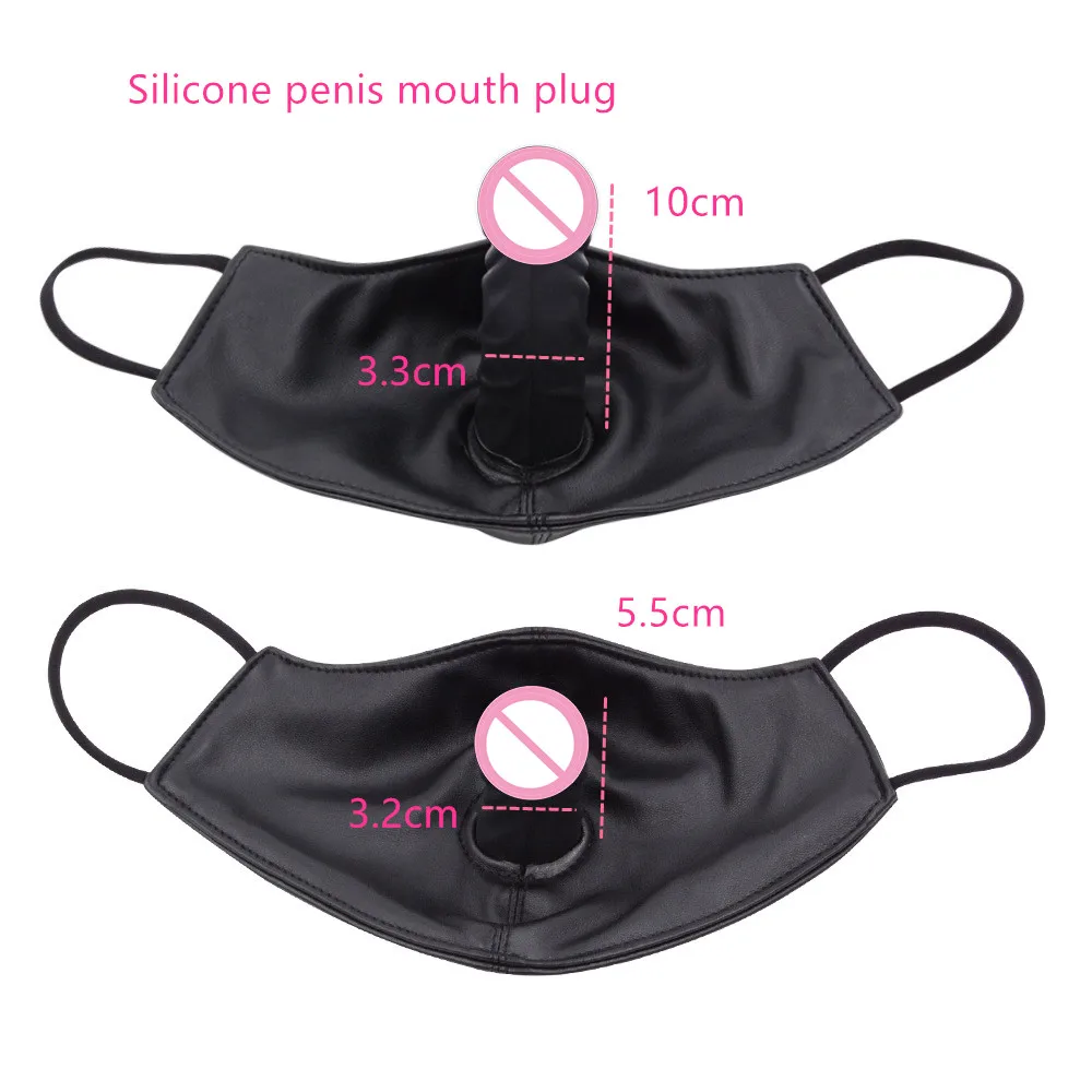 Removable Bdsm Mask Ball Gag Fetish Penis Mask Dildo Mouth Gag Bondage Mask SM Accessories Slave Mouth Plug