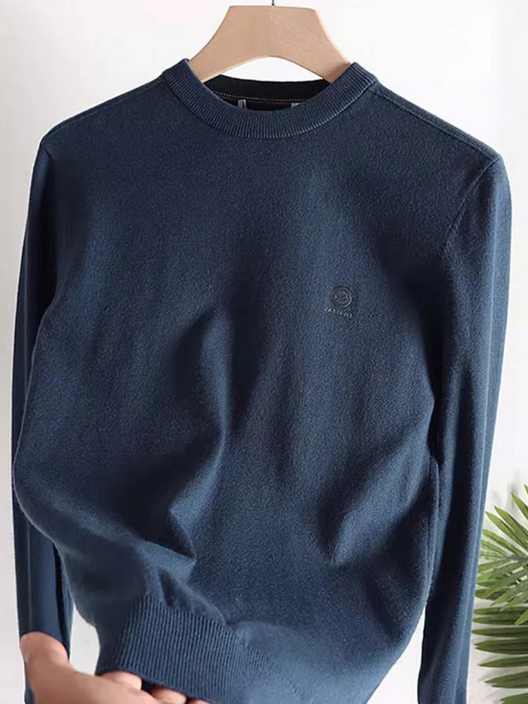 

Мягкий вязаный шерстяной свитер с круглым вырезом и принтом, повседневный, модный, теплый, приятный к телу, для мужчин, осень-зима, новинка