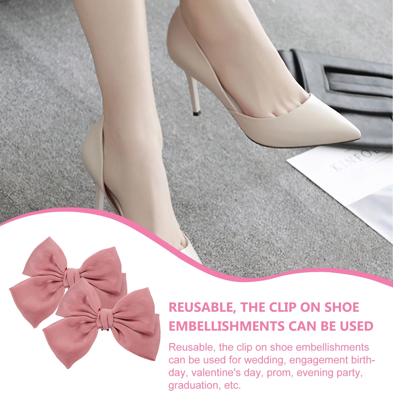 

1Pair Vintage Shoe Clips Bow Decorations Wedding Bridal High Heel Accessories Reusable Fabric Decorative Shoe Clips