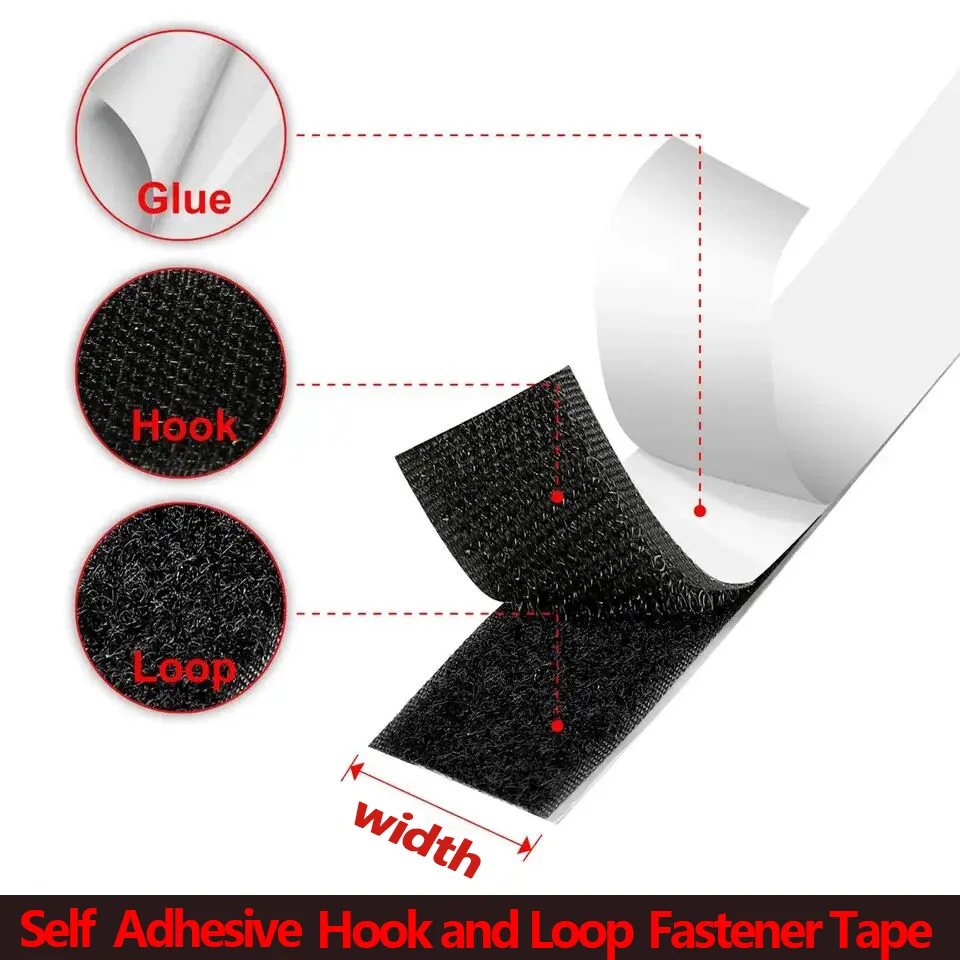 1m/3m/5m/Roll Self Adhesive Hook And Loop Fastener Tape Nylon Strong Back Sticky Hook Strips Mounting Loop Tape DIY Velcro Craft