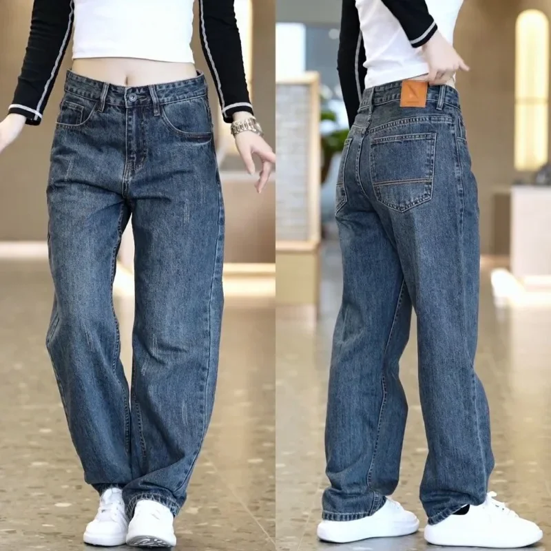 

Men's Loose Straight Versatile Harlan Pants Trendy Fashion Casual Wide Leg Pants Spring and Autumn Popular American Retro Jeans