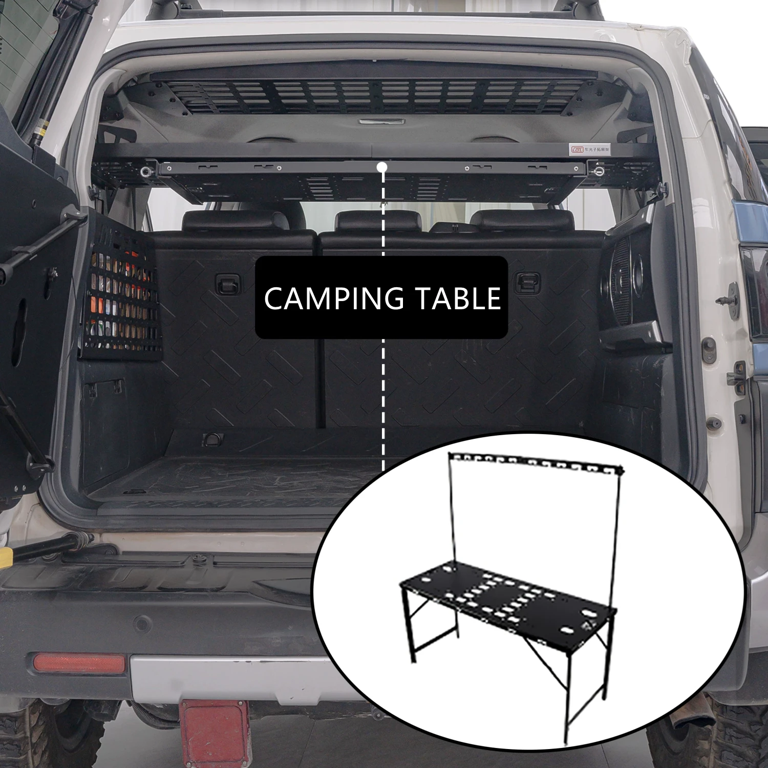 Camping Table CGZ MOLLE Panel Trunk Shelf Luggage Organizer Racks for Toyota FJ Cruiser 2007-2023