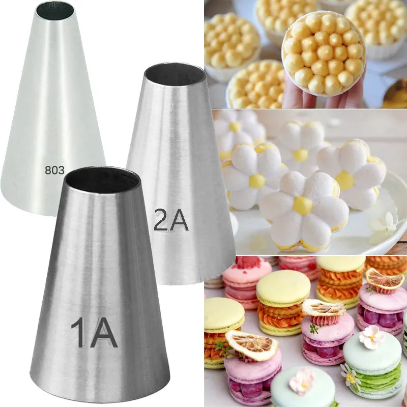 

3pcs Macaron Cookie Pastry Nozzles Round Cake Cream Decoration Tip Confectionery Writing Tips Cake Baking Tools #1A #2A #803