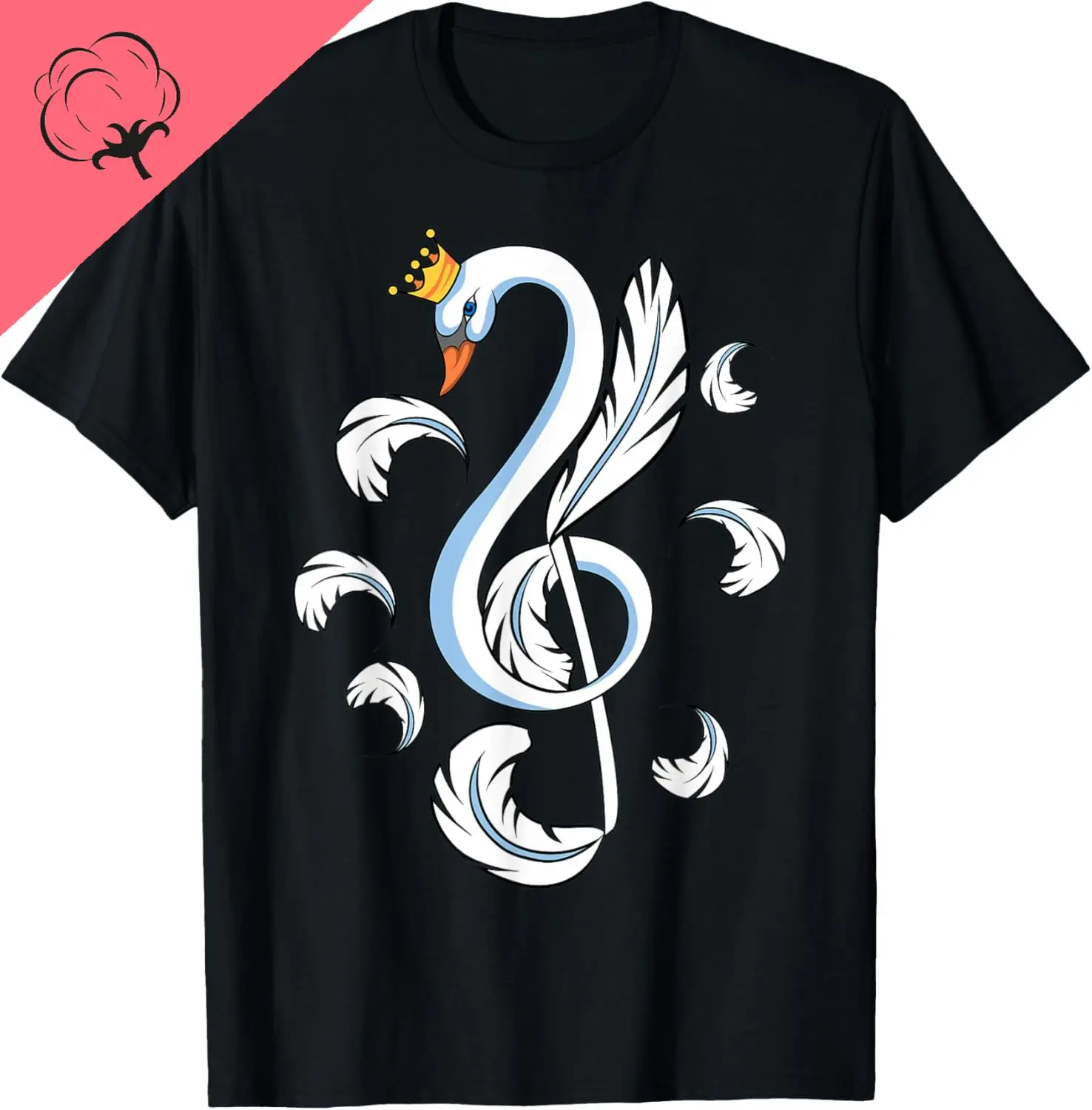 

Футболка Treble Clef Music Note Swan, дышащая и удобная уличная одежда, футболки с графическим принтом на заказ, Ropa Hombre