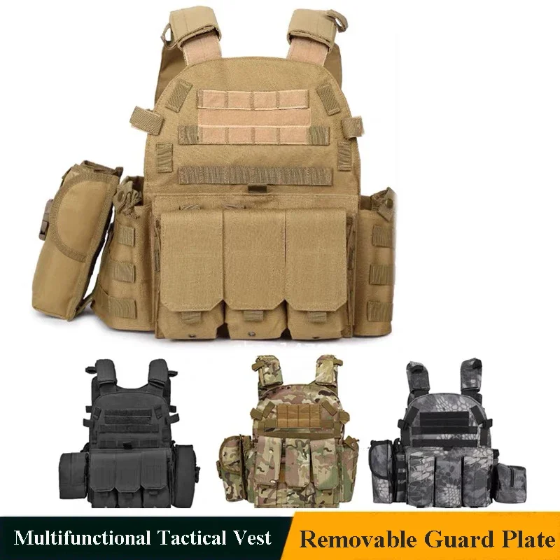 Adjustable Camouflage 6094 Tactical Military Molle Vest Airsoft Army Body Armor Outdoor Hunting CS Field Combat Plate Carrier