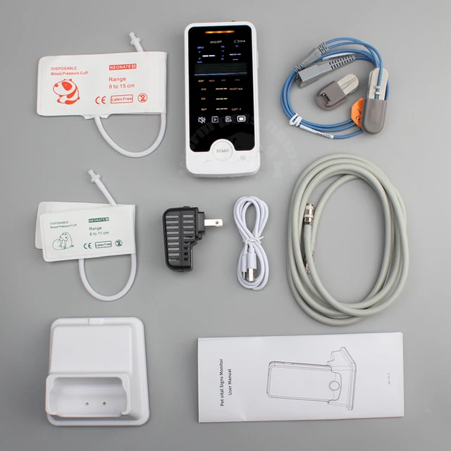 Handheld Touch Screen Veterinary Monitor Multi-parameter Cat Dog Animal Vet Pulse Oximeter Vital Signs Monitor