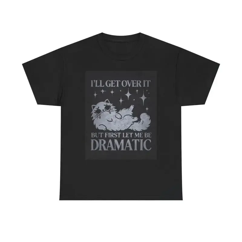 Ich werde es überwinden T-Shirt, lustiges Katzen-T-Shirt mit dramatischem Kätzchen, aus schwerer Baumwolle