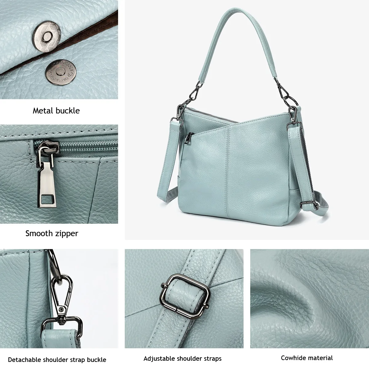 المرأة حقيبة كتف جلد طبيعي حقيبة كتف لينة رفرف حقيبة حقيبة متعددة جيوب حقيبة كتف كروسبودي حزمة الهاتف المحفظة #5