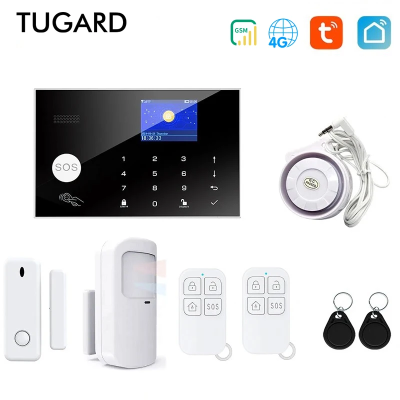 TUGARD 4G GSM WiFi Security Alarm System Kit for Tuya Smart Security Home Alarm With 433 MHz Wireless Fireproof Anti Theft Alarm