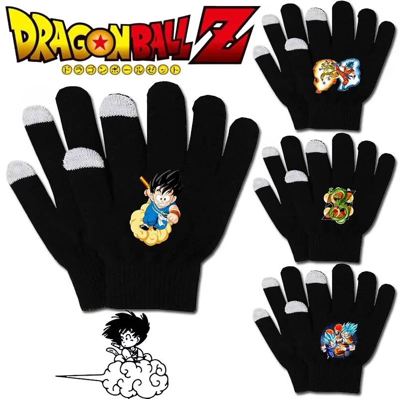 New Dragon Ball Anime Around The Knitted Warm Gloves Son Goku Printing Thickened Gloves Men and Women Riding Touch Screen Gloves