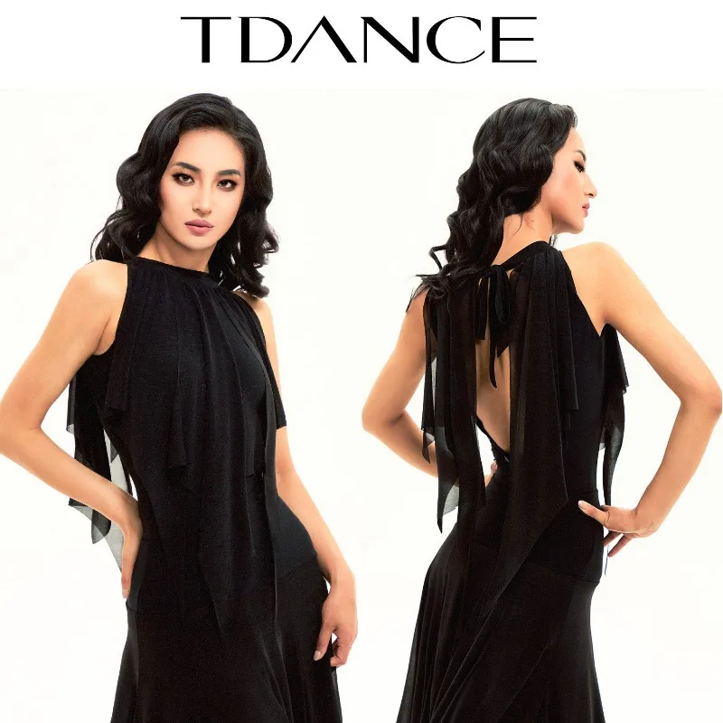 Customized TDANCE Modern Practice Dress [Neck Strap Splicing Float Piece Jumpsuit] Beginner Professional JM-118