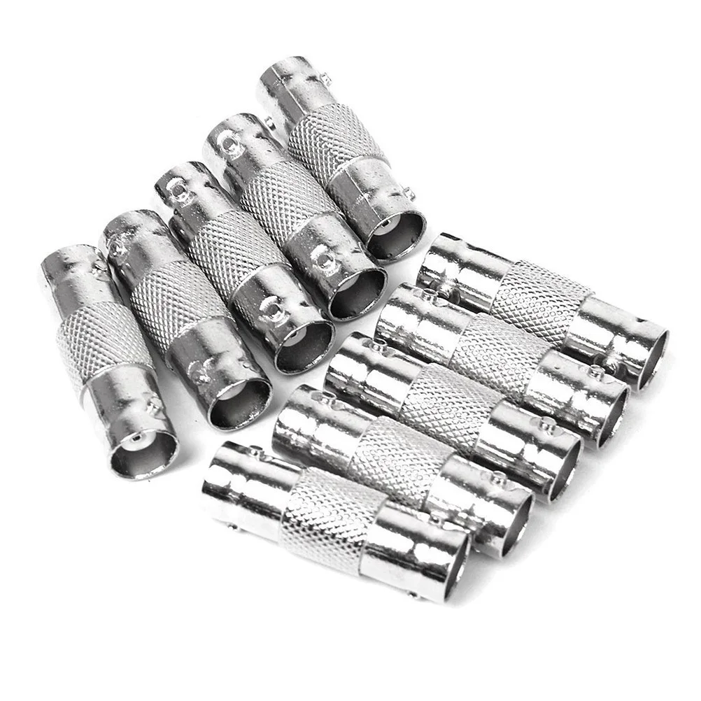 

10Pcs Female to Female Jack Adapter Aluminum Alloy Coaxial Cable Connector for Cctv Security Dvr Camera Cable Coupler