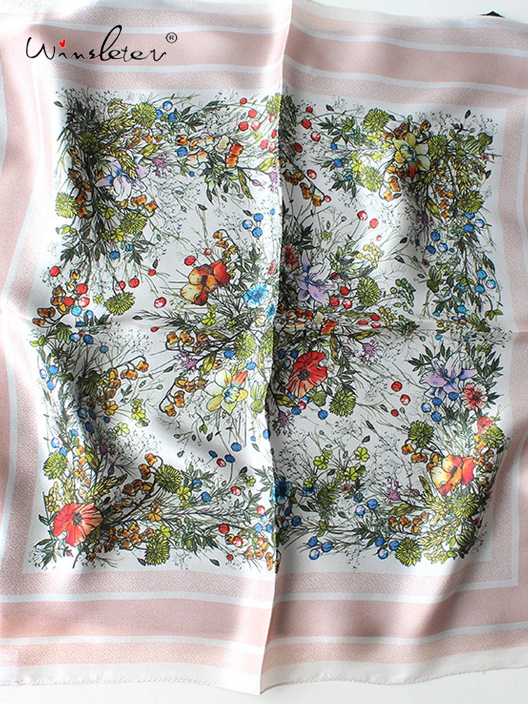 

Winsleter-Women 100%Real Silk Elegant Scarf, 53*53CM Floral, Mom Gifts French Prairie Chic Kerchief, 2026 Spring New A62946CC