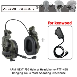 ARM NEXT Tactical Headset & Kenwood PTT A Set for Military Communication F30 Shooting Hearing Protection Earmuff Noise Canceling