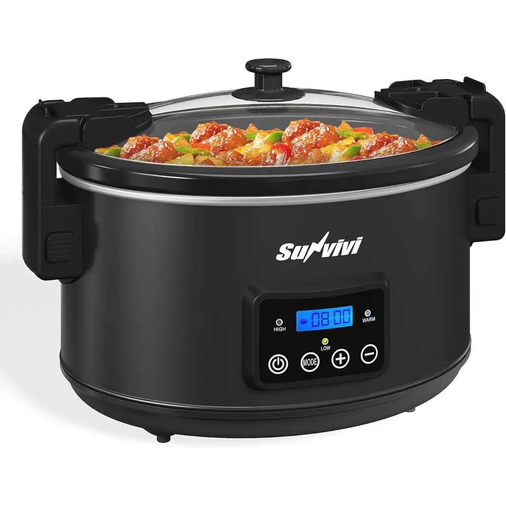 

Progmable Slow Cooker with Locking Lid, Portable Multi-Cooker or amily and Gatherings, 8.5 QT ood Warmer with Adjustable Temp, W