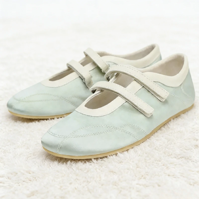 

Высококачественные атласные спортивные балетки, женские туфли Мэри Джейн с двойным ремешком и круглым носком, удобная уличная прогулочная обувь на мягкой подошве