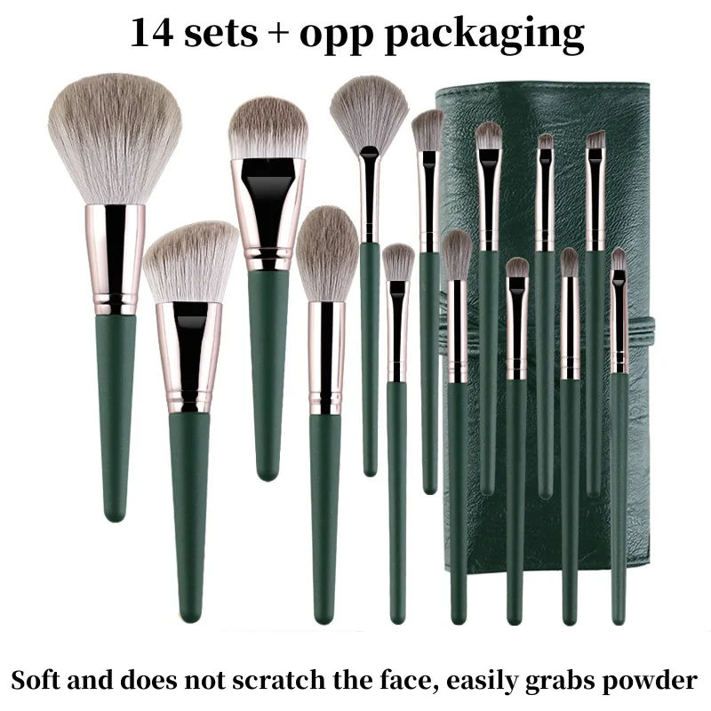 

DAMMAN 14 PCS Makeup Brushes Set Eye Shadow Foundation Women Cosmetic Brush Eyeshadow Blush Beauty Soft Makeup Tools Bag