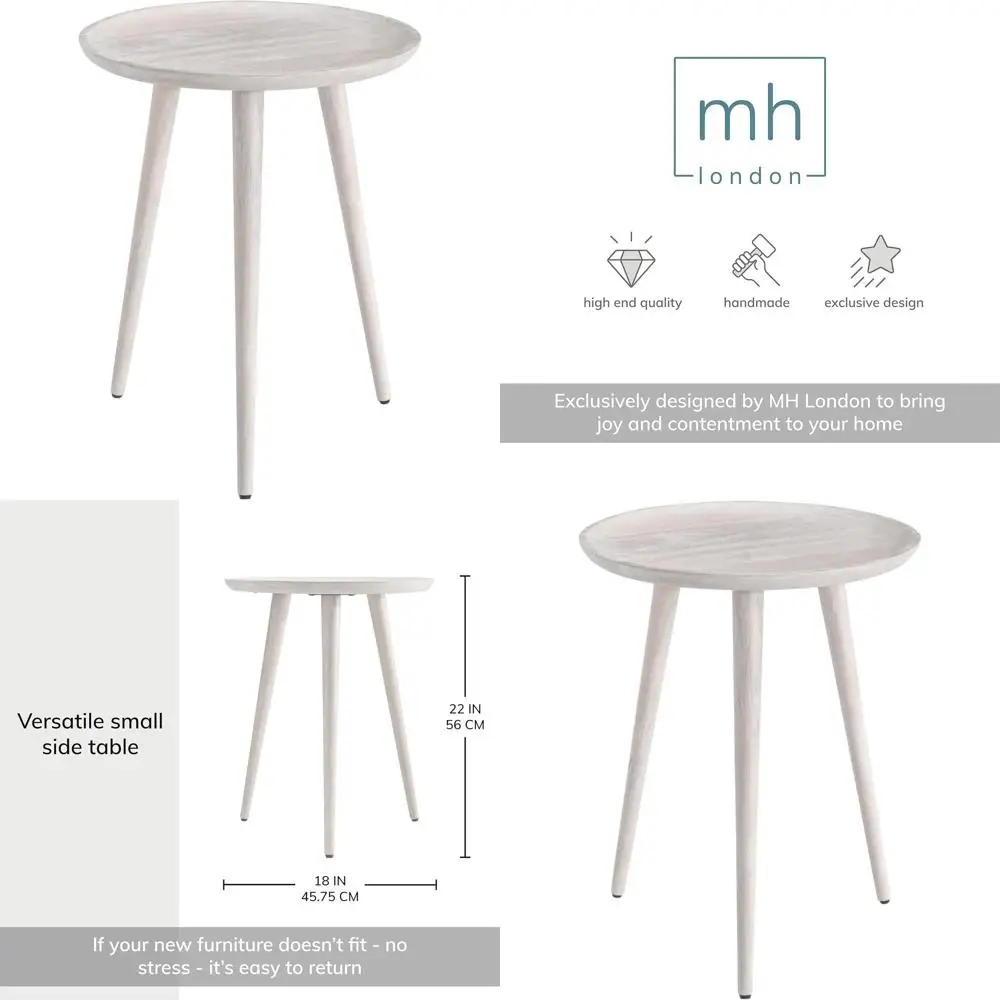 

Круглый приставной столик из массива дерева ручной работы: современный акцентный прикроватный столик для домашнего декора