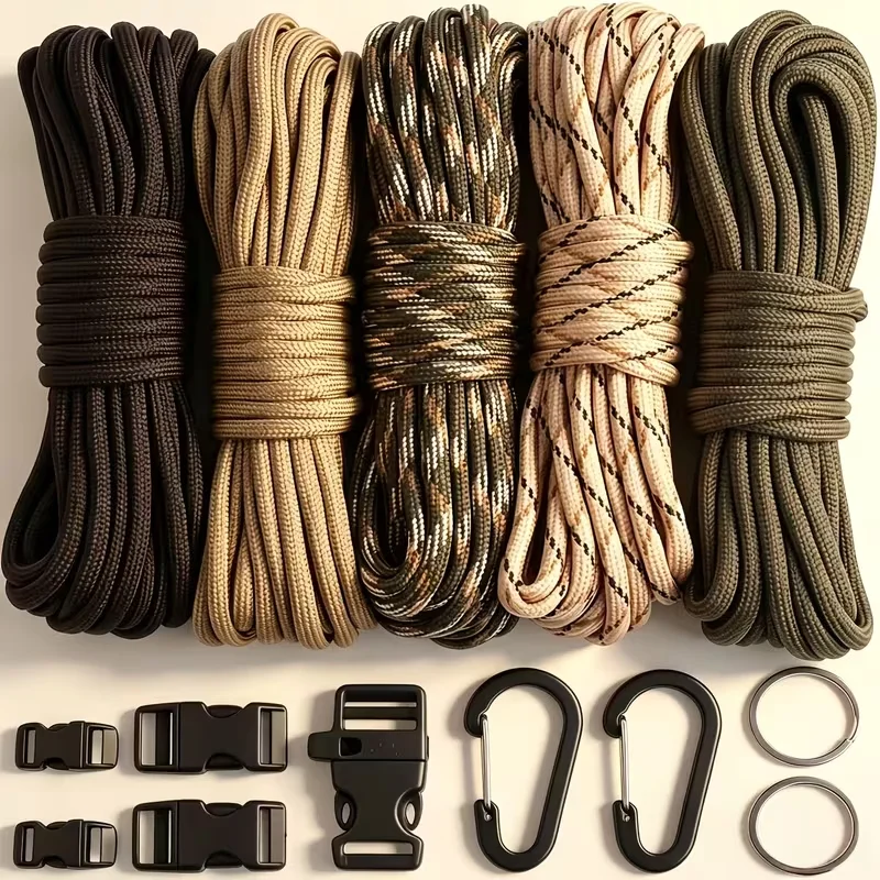 Dopamine-Boosting Colorful Paracord DIY Weaving Kit Outdoor Survival Bracelet Handcraft Material Pack with Complete Accessories