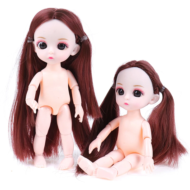 귀여운 16cm 1/12 인형 미니 13 이동식 관절 Bjd 아기 인형 핑크 실버 헤어 알몸 인형 장난감 어린이 선물