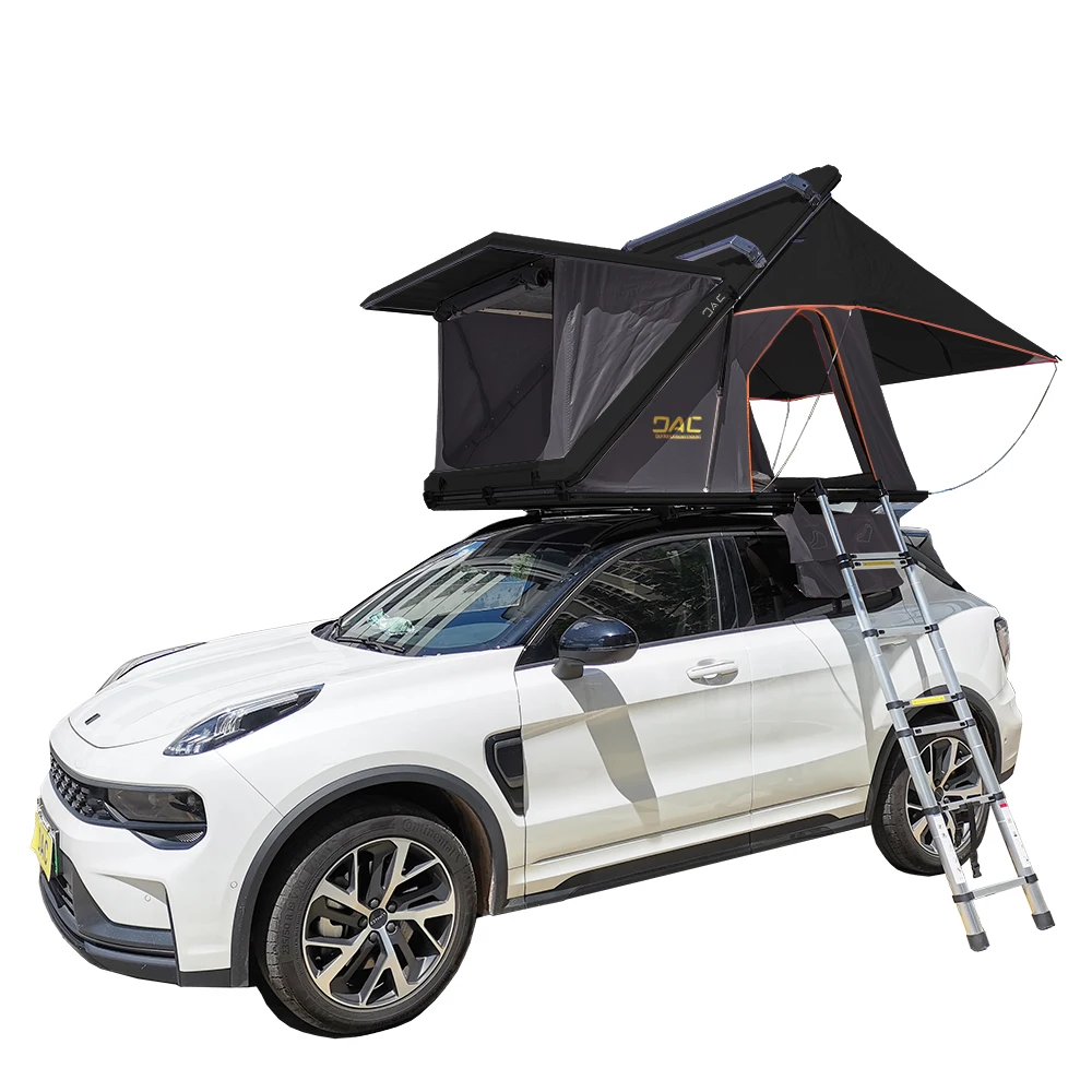 Trips Suppliers Car Tents Camping Outdoor Roof Top Black Roof Top Tent with Lights and Solar Panel Powercustom