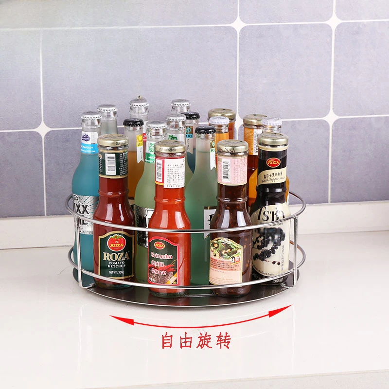 

Kitchen cabinet corner pull basket rotating seasoning rack Kitchen wall cabinet corner stainless steel condiment storage shelf