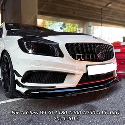 Front Bumper Splitter Vent Knife Canard Trim For Mercedes Benz A Class W176 Pre-Facelift A180 A200 A250 A45 AMG Sport 2013-2015