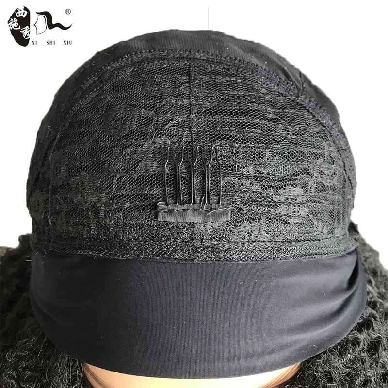 Perruque Synthétique Afro Crépue et Bouclée pour Femme, Faux Cheveux Afro Fluffy, Turban Rond, Ombré Noir Bordeaux, 18 Pouces