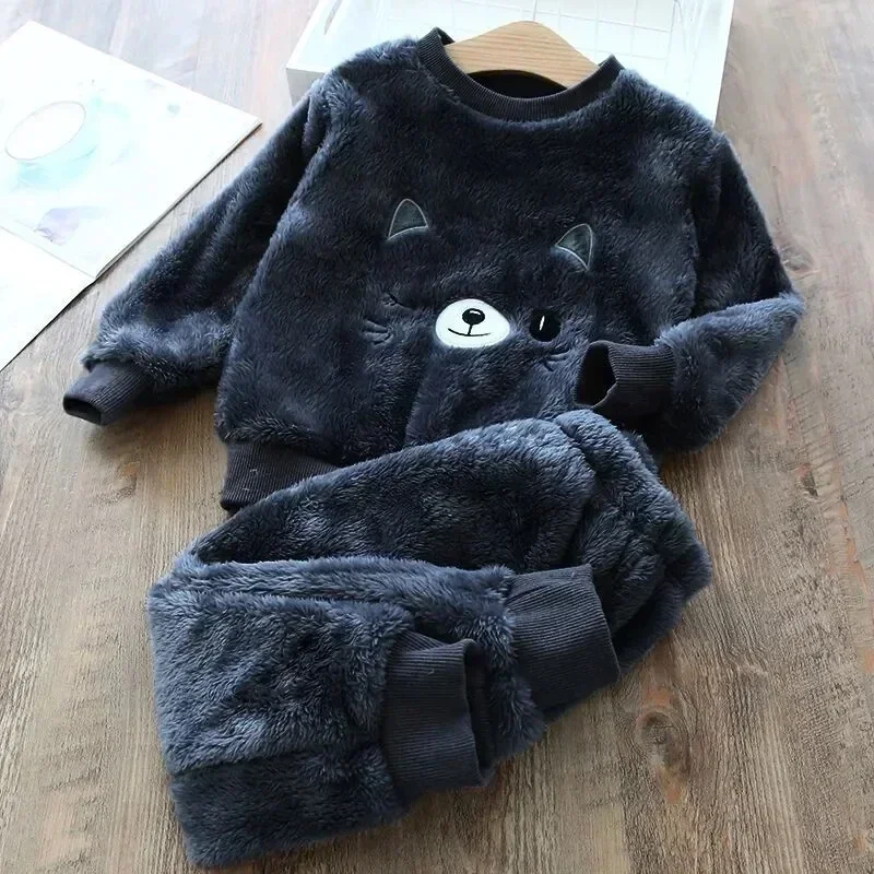 Children's Pajama Sets Bear Tops + Pants 2Pcs Kids Pajamas Winter Girl Clothing Sets 2 To 6Years Children Clothes Boys Sleepwear