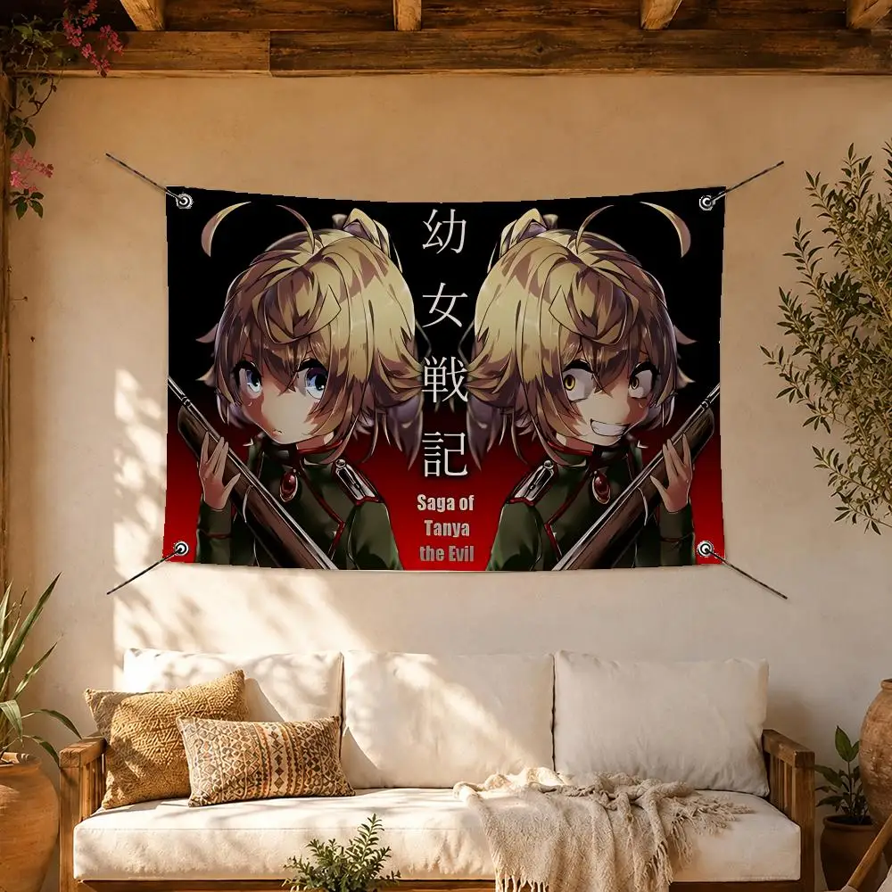 Saga of Tanya Evil Anime Flags Room Home Decor Wall‑Hanging Art Banner, Outdoor for Bedroom Party Background Decoration