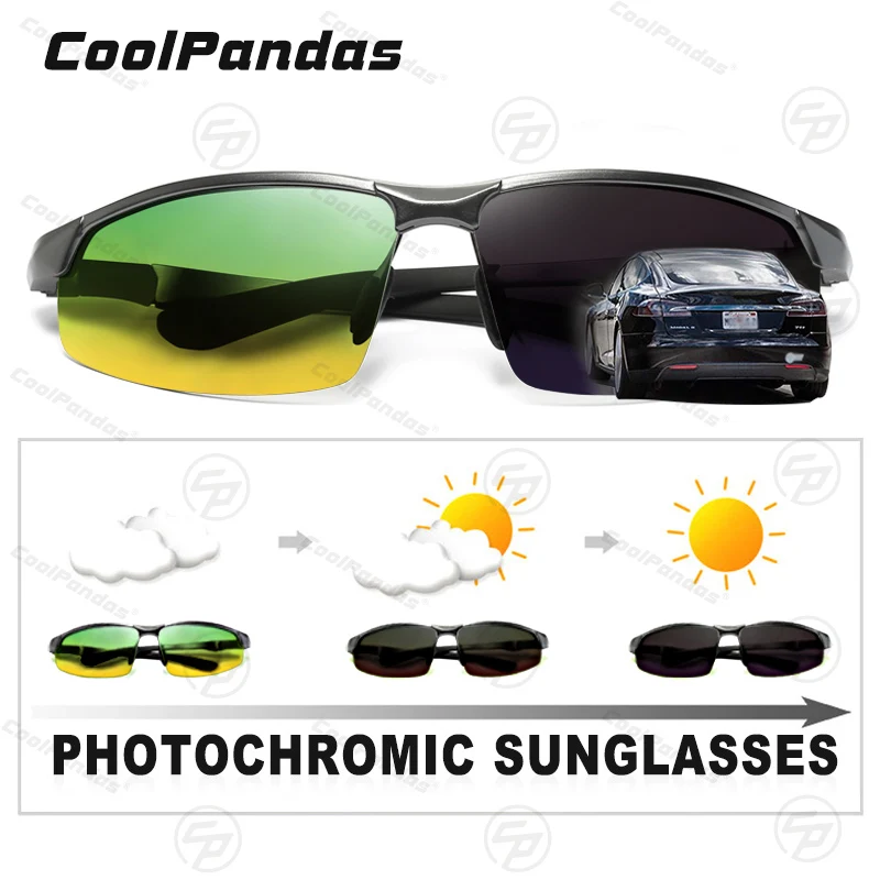 CoolPandas Photochromic Glasses Bike Bicycle Day Night Glasses Cycling Sports Men\'s Sunglasses MTB Road Cycling Eyewear Goggles