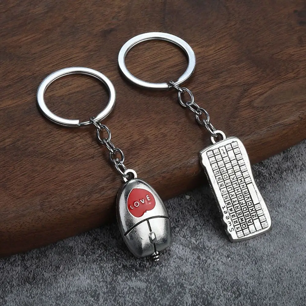 Creative Key Holder Mouse Key Ring Bag Hanging Pendant Keyboard Key Chain Laptop Metal Computer Key Ring Couple