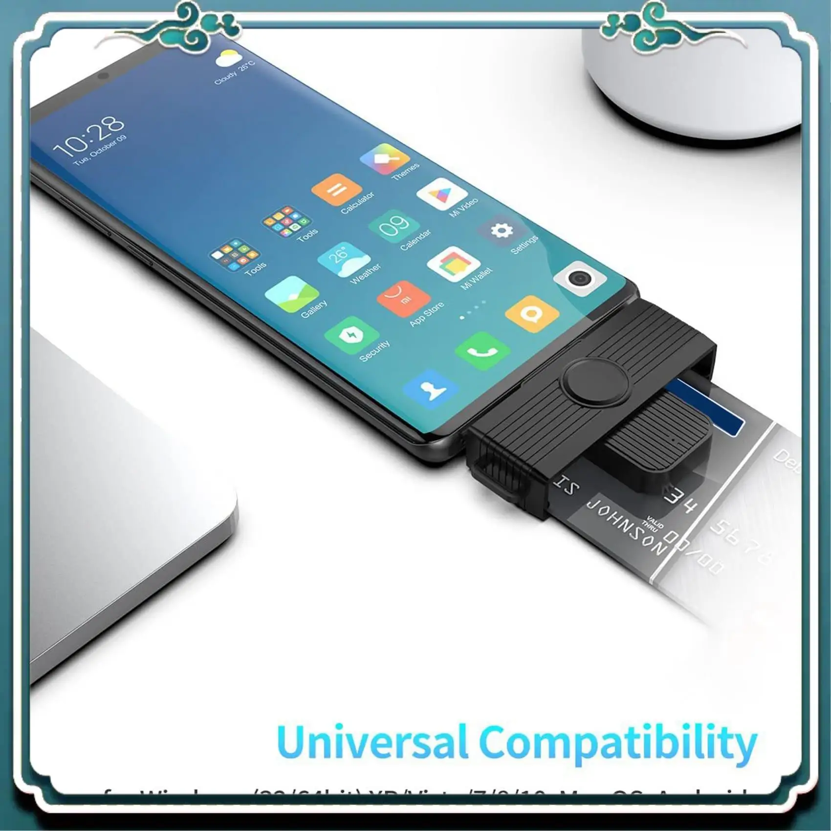 

Easy To Use Smart Card Reader Smart Card/SIM/ID/CAC Card Smart Card Reader Adapter For Android Phones PC Computer