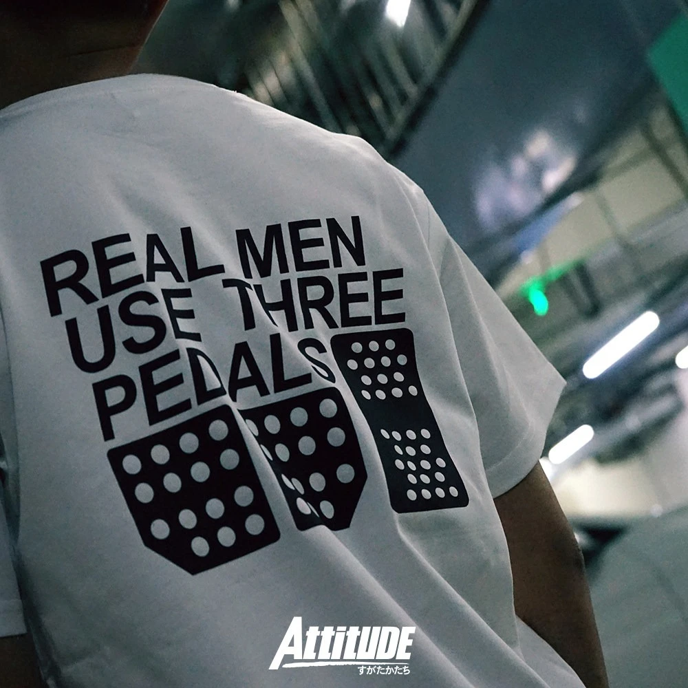 2026 New JDM Family Matching Unisex Oversized T Shirt Real Men Use Three Pedals Back Graphic JDM Streetwear Loose Cotton Tee