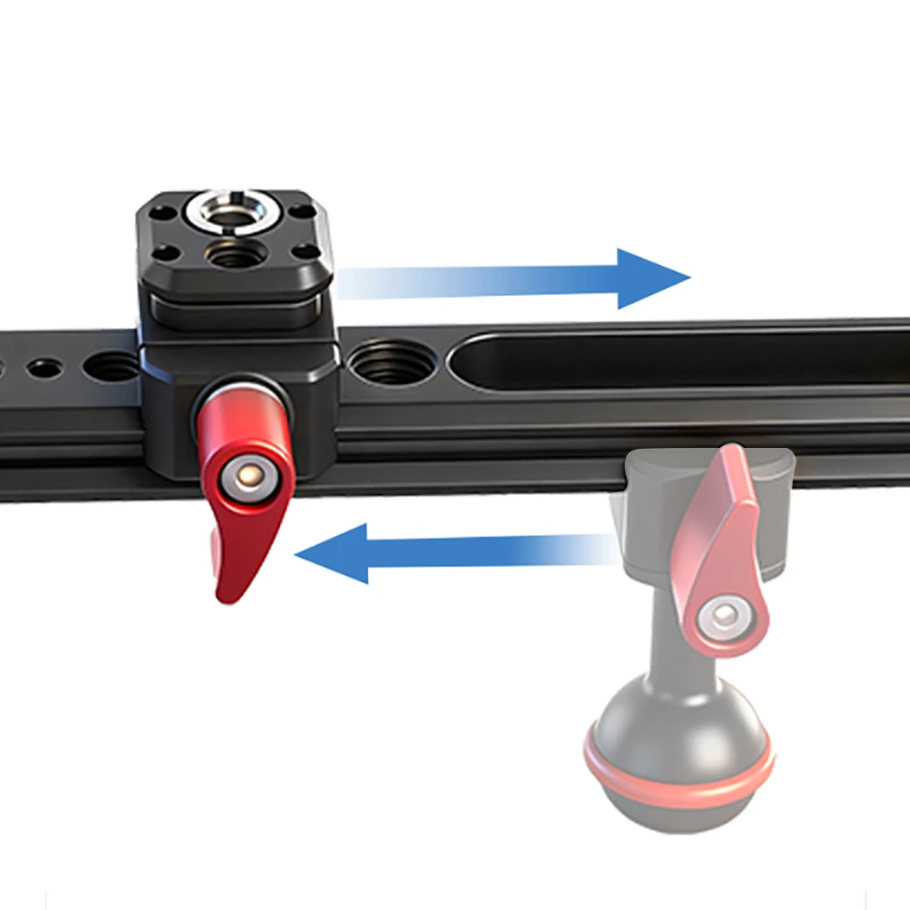 BGNing NATO-Schienenverlängerung mit Käseplatte, einfache Erweiterungsstange mit 1/4 & 3/8 Arri-Positionierungslöchern, 20mm Kugelkopf für DSLR-Kamerakäfig – Detail 20