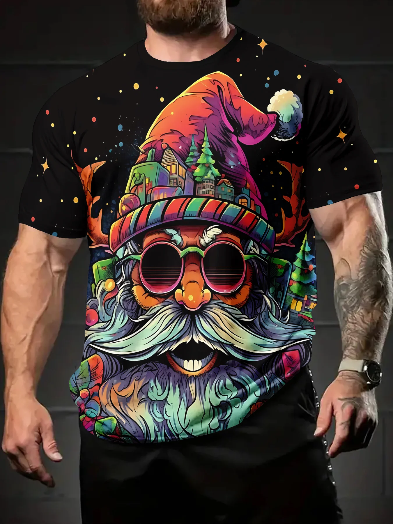 

Christmas 3D Santa Claus Printed Men T-shirt New Summer Sports Holiday Party Fast Dry Breathable Casual Hip Hop Street Clothing