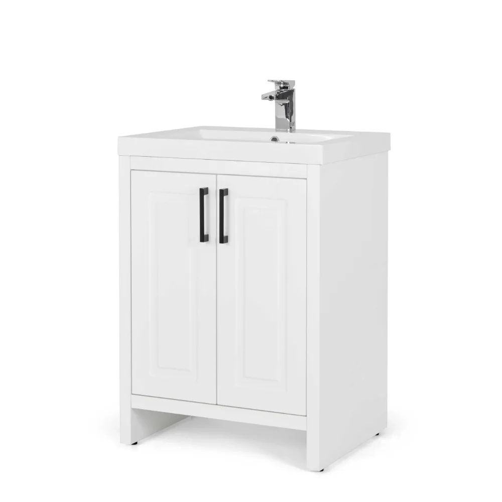 Mobile Vanity Painting Bianco con Lavabo (24 1/2'' L x 18 7/8'' L)