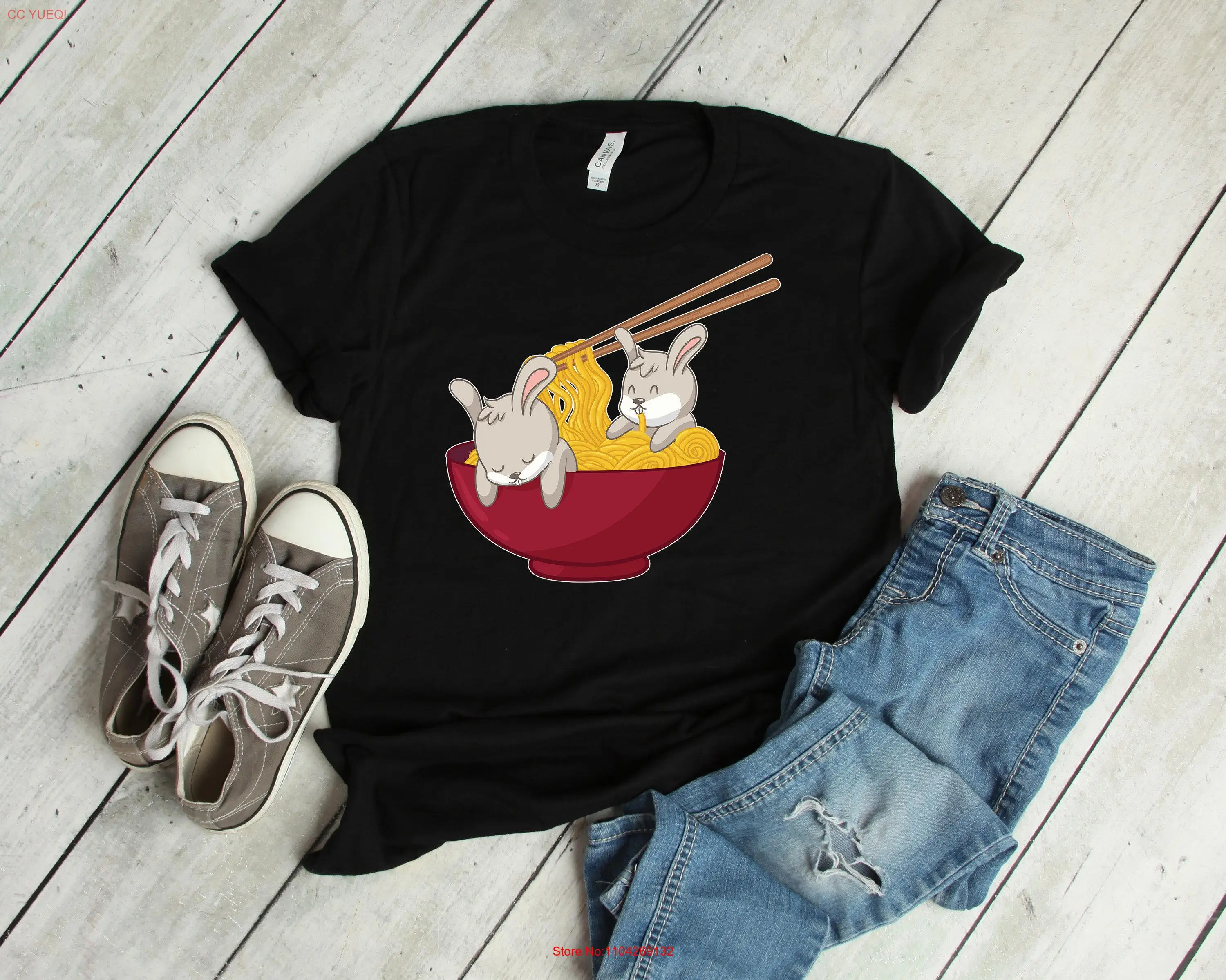 Hase Kaninchen japanische Chibi Ramen Bowl Nudeln Liebhaber T Shirt Kinder Anime SweaT Kawaii Pho s lange oder kurze Ärmel