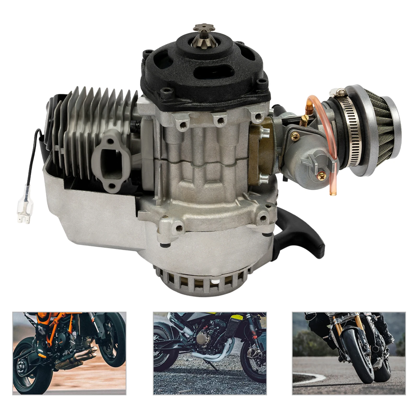 49CC 2 Stroke Pull Start Engine Motor Single Cylinder Air Cooled Engine for Mini Pocket Quad Dirt Bike Scooter ATV,
