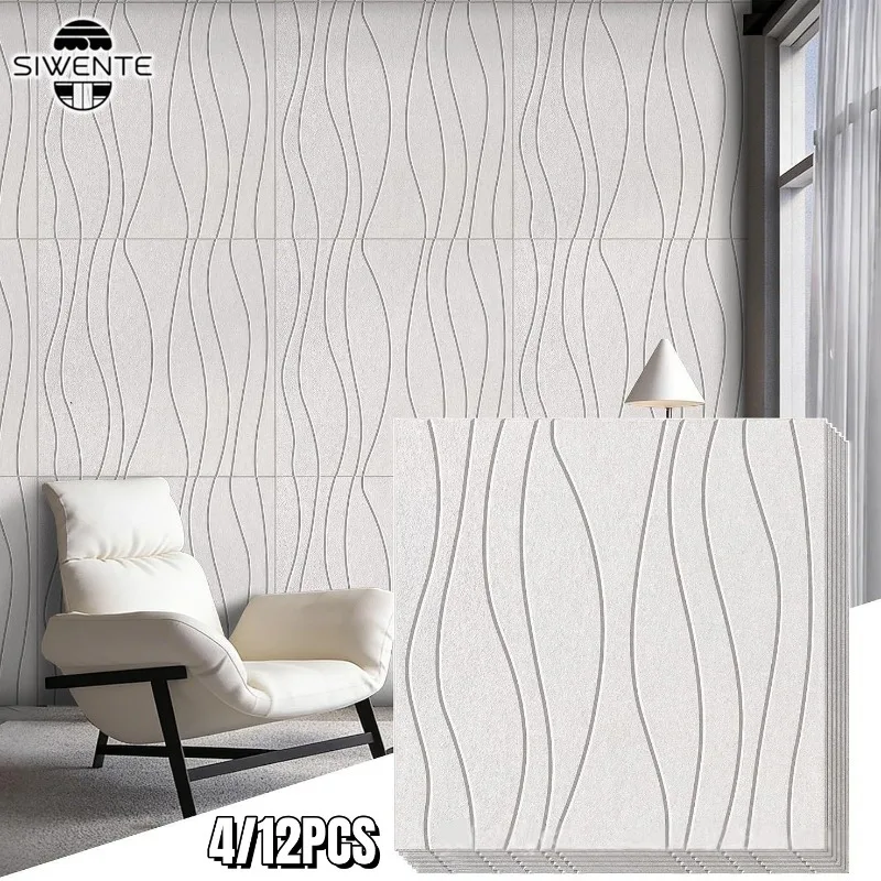 3D Wavy Texture Acoustic Felt Panel Polyester Fiber Sound Absorbing Wall Tile Soundproof Noise Reduction Board for Studio Office