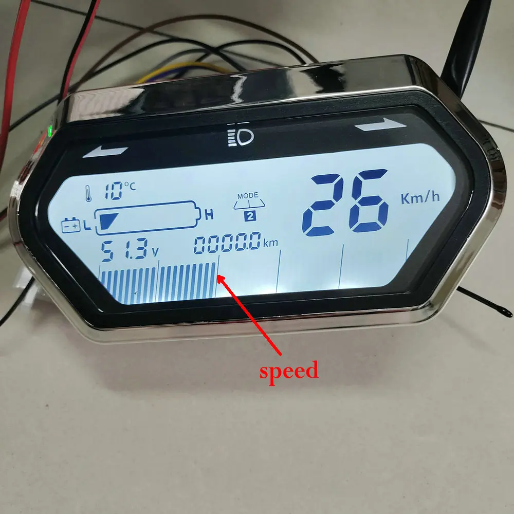 

Speedometer LCD DISPLAY 48v60v72v Light/Battery Level/Power Indicator for Electric Scooter Bicycle Tricycle Dashboard MTB Gauge