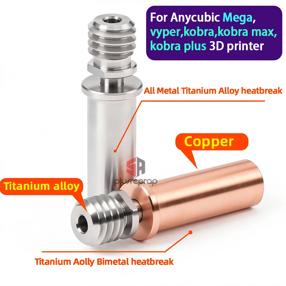 

TC4 Titanium Alloy Bimetal Heatbreak All Metal High Temperature Throat For Anycubic Mega S /Mega Pro Vyper 3D Printer 1.75mm
