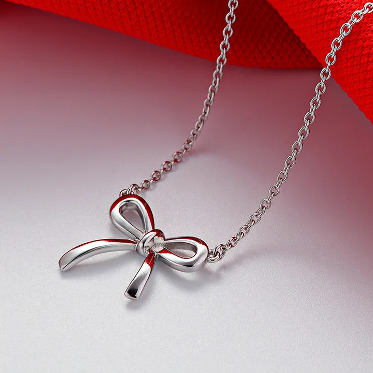 PT950Platinum Necklace - Women's Bowknot Korean-style Fashionally Simple Earrings - Collar Chain