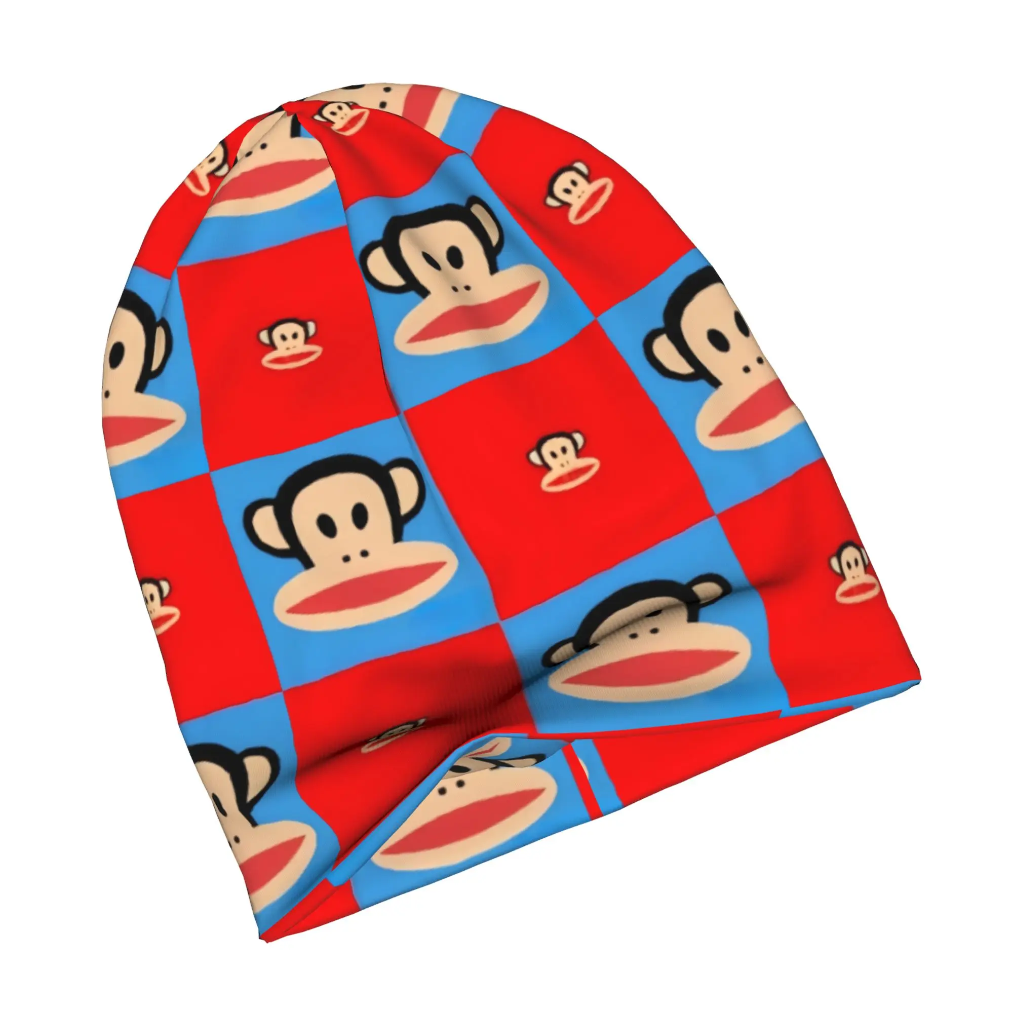 Checkered Plaid Colourful Monkey Skullies Beanies Caps Men Women Unisex Streetwear Winter Warm Knit Hat Adult Lovely Bonnet Hats