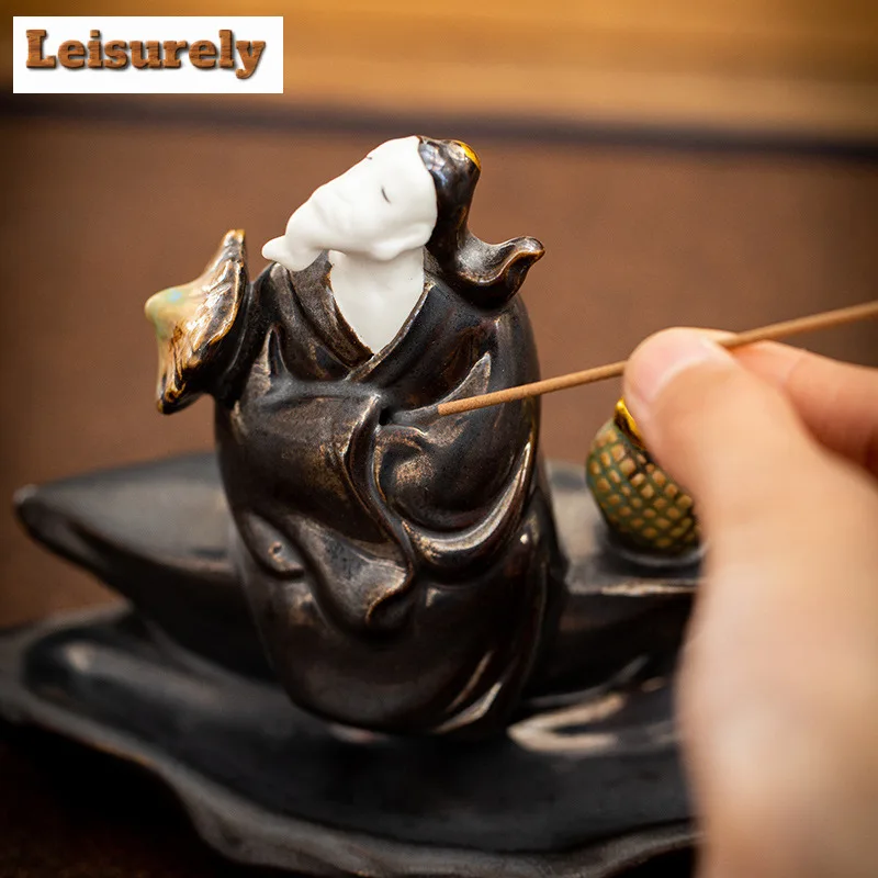 Fishing Man Incense Holder Boutique Mist Smoking Steamers Incense Burners Consecrate Censer Teaware Accessories Decoration Gift