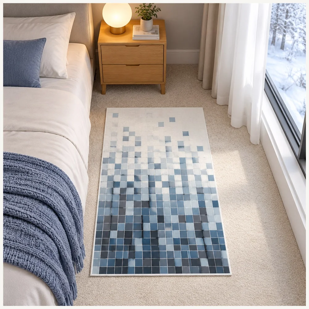 VIKAMA Abstract Mosaic Colour Door Mat, Water Absorbent Non Slip Flannel Rug, Artistic Floor Mat for Utility Room, Living Room