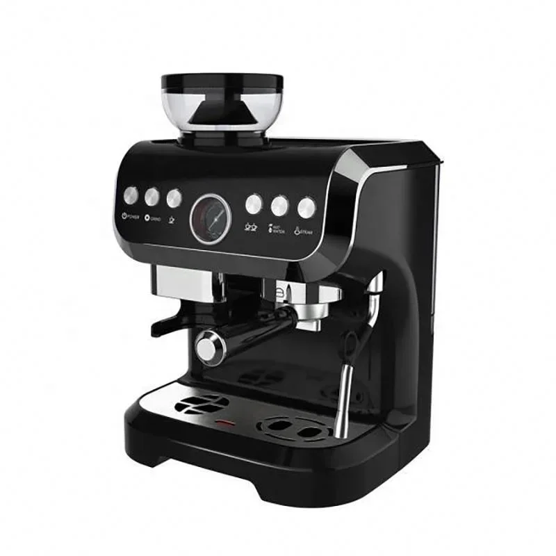 Professionelle Espressomaschinen Combo Cappuccino Kaffeemaschine Eingebaute Bohnenmühle mit Milchaufschäumer Dampfstab