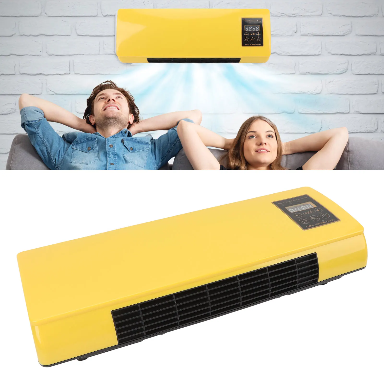 Wall Air Conditioner Energy Saving Hanging Air Conditioner with Remote Control for Bedroom Living Room Bathroom Yellow