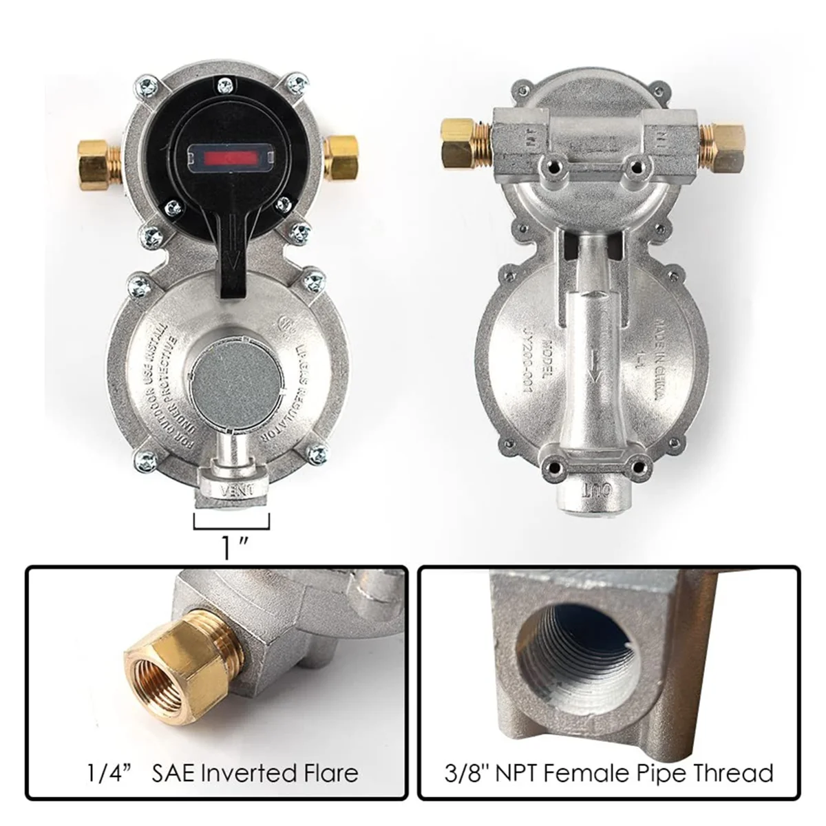 Regolatore di propano per camper con tubo flessibile, regolatore di gas propano LP con cambio automatico a 2 serbatoi per impieghi gravosi con manometro YDH